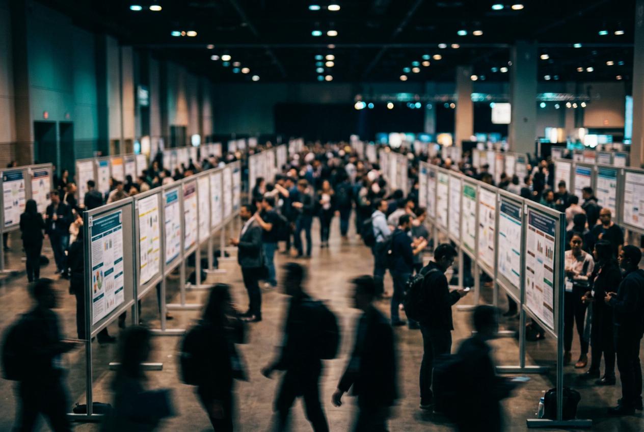 Conference hall with rows of poster boards